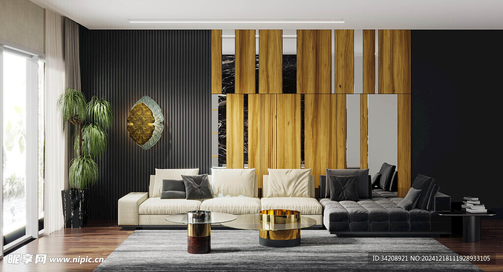 现代简约高级感新中式复古风客厅