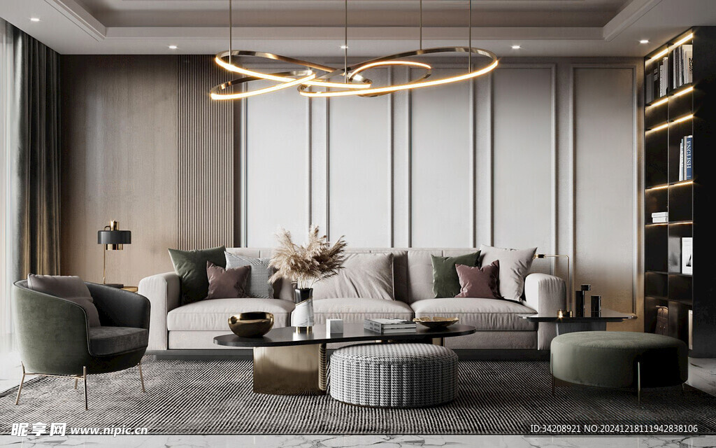 现代简约高级感新中式复古风客厅