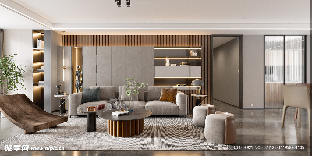 现代简约高级感新中式复古风客厅