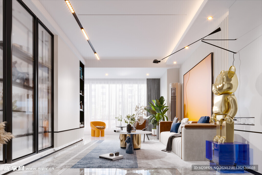 现代简约高级感新中式复古风客厅