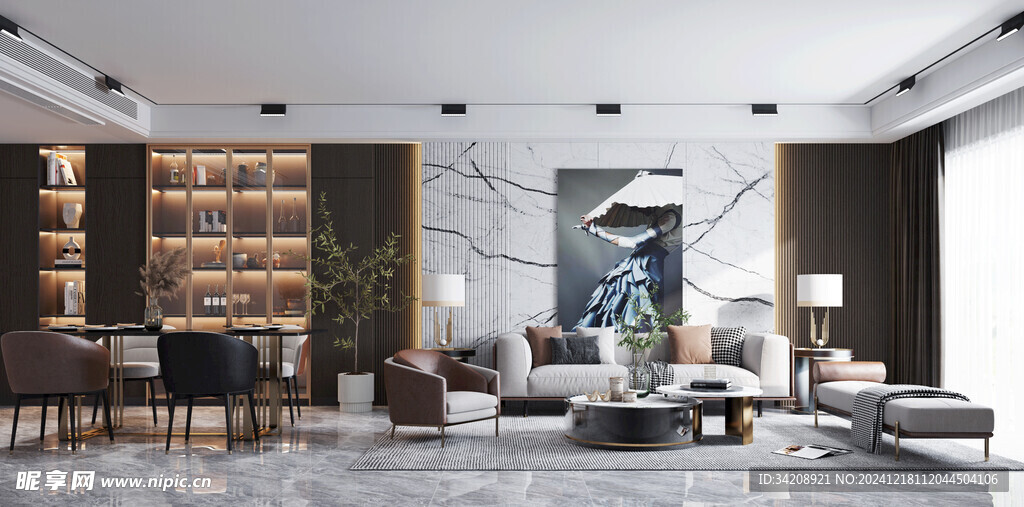 现代简约高级感新中式复古风客厅