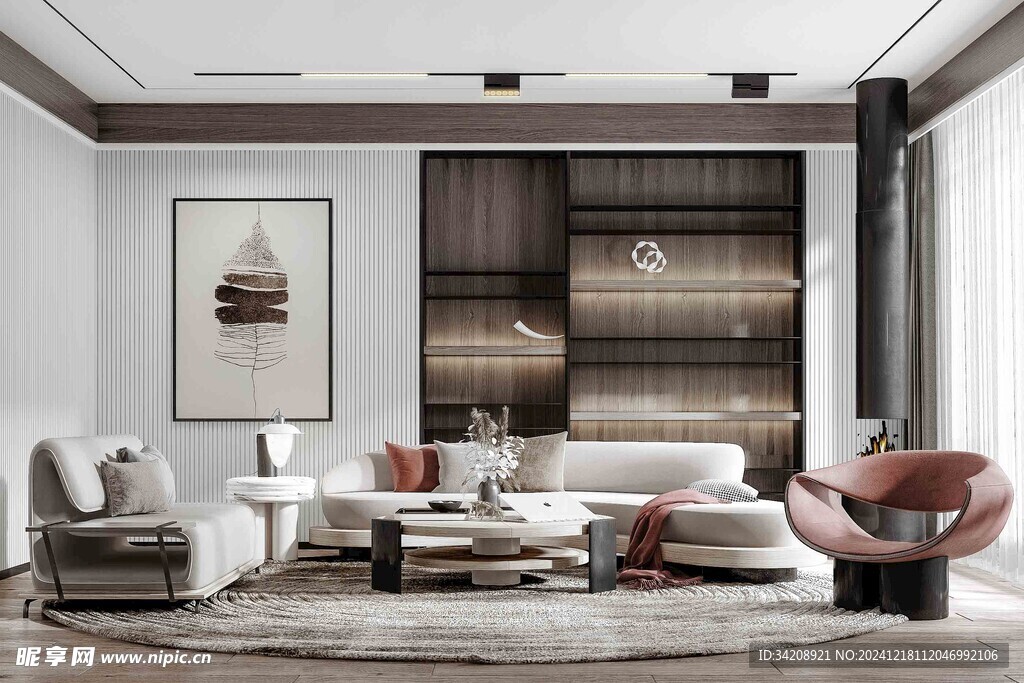 现代简约高级感新中式复古风客厅