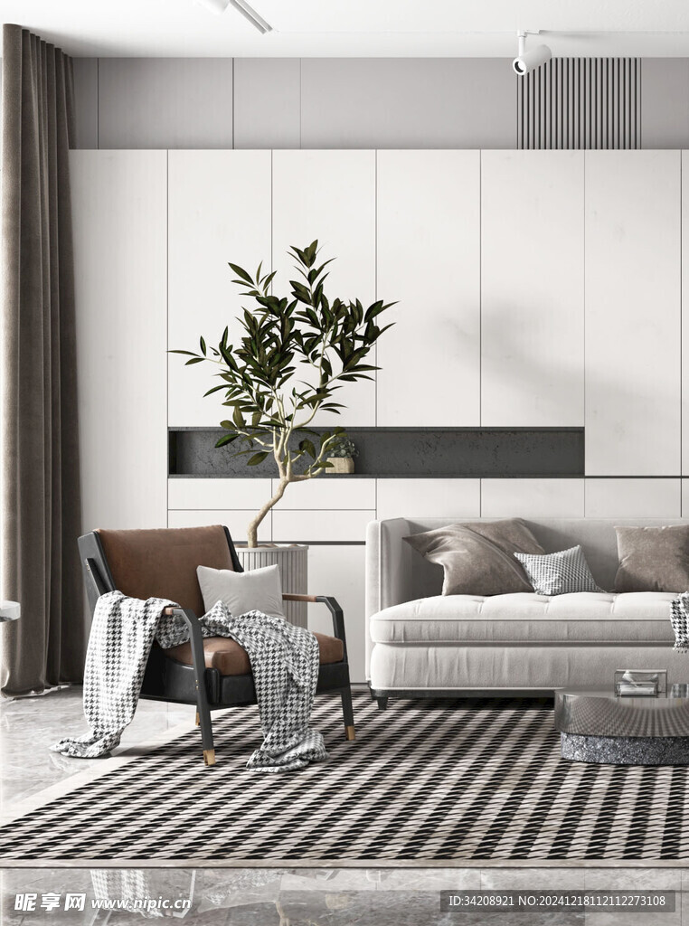 现代简约高级感新中式复古风客厅