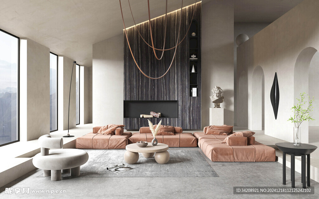 现代简约高级感新中式复古风客厅