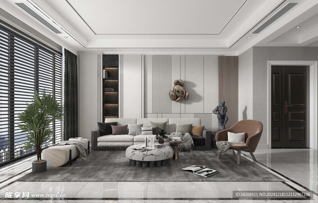 现代简约高级感新中式复古风客厅