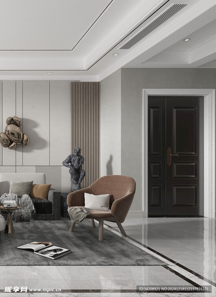 现代简约高级感新中式复古风客厅