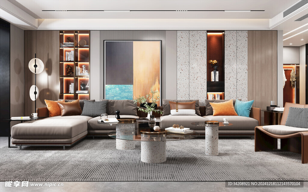 现代简约高级感新中式复古风客厅