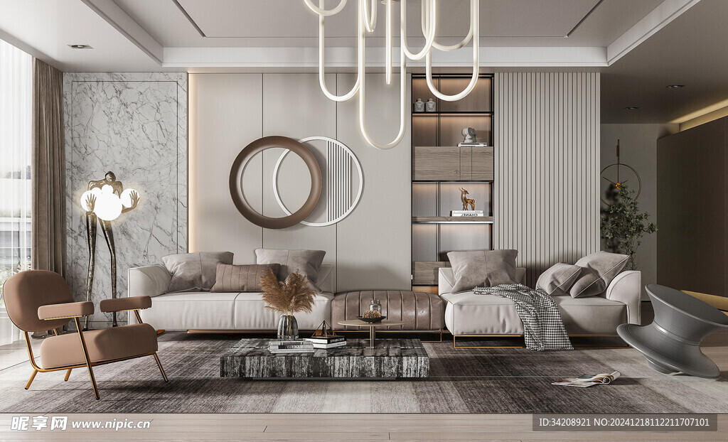 现代简约高级感新中式复古风客厅