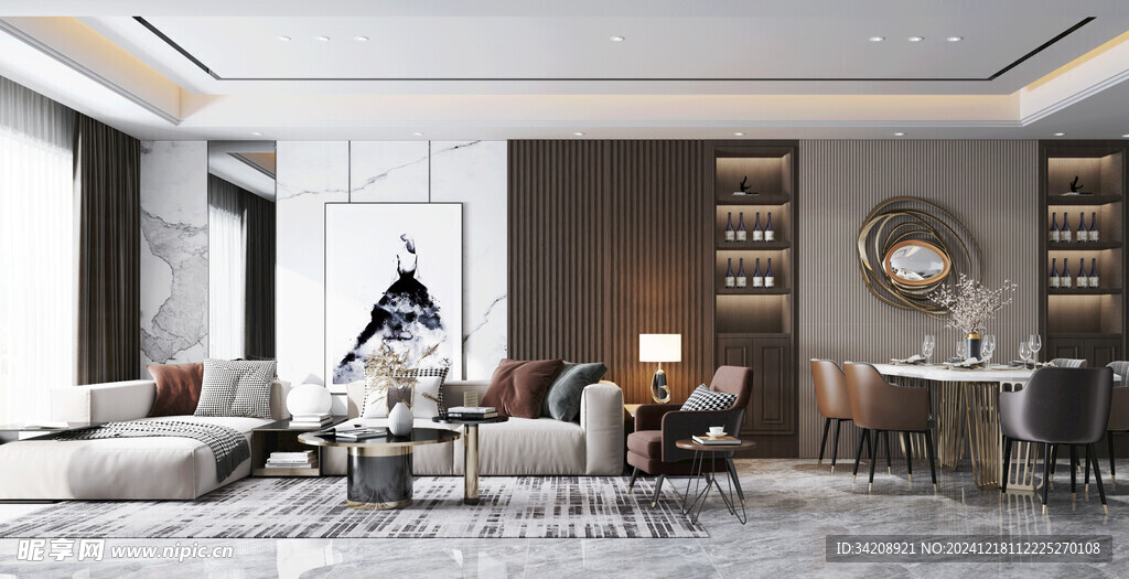 现代简约高级感新中式复古风客厅