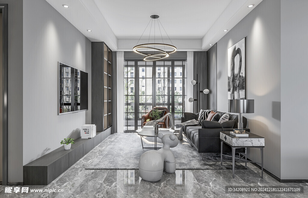 现代简约高级感新中式复古风客厅