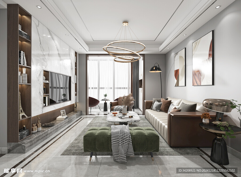 现代简约高级感新中式复古风客厅