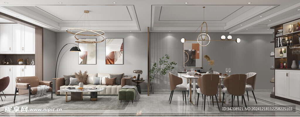 现代简约高级感新中式复古风客厅