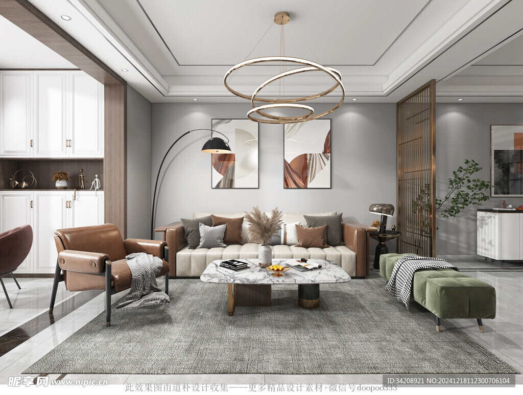 现代简约高级感新中式复古风客厅