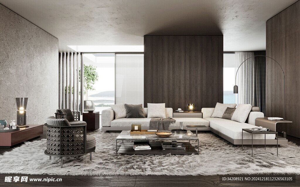 现代简约高级感新中式复古风客厅