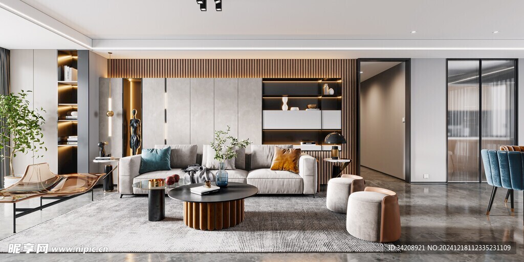 现代简约高级感新中式复古风客厅