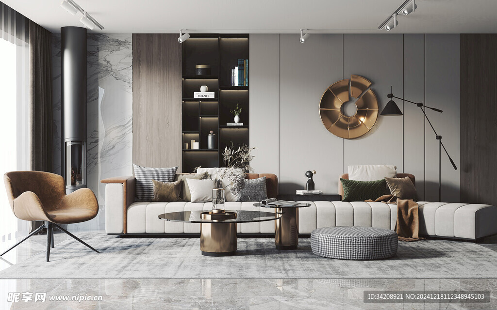 现代简约高级感新中式复古风客厅