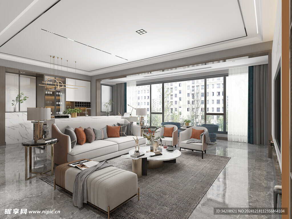 现代简约高级感新中式复古风客厅