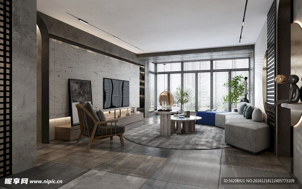 现代简约高级感新中式复古风客厅