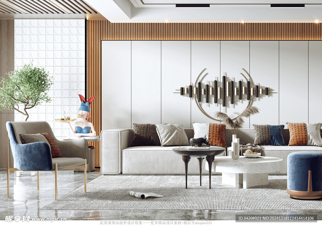 现代简约高级感新中式复古风客厅