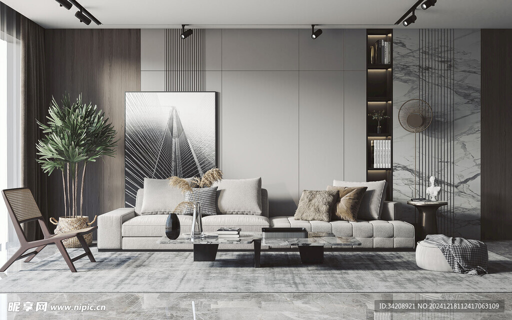 现代简约高级感新中式复古风客厅