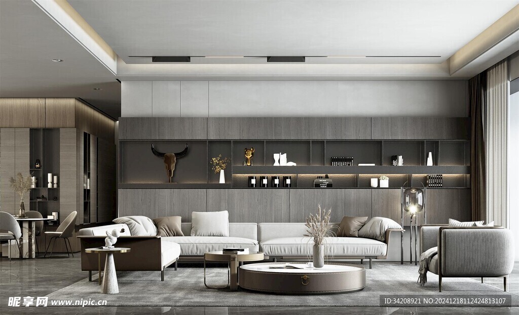 现代简约高级感新中式复古风客厅