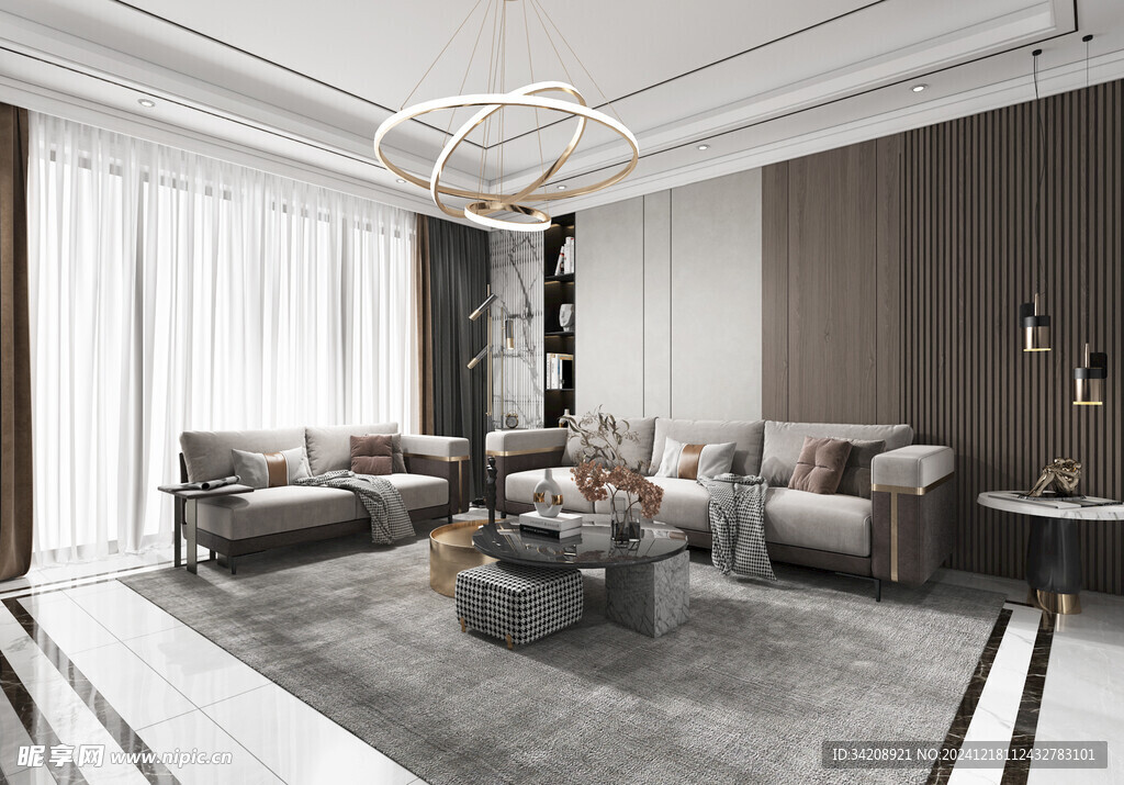 现代简约高级感新中式复古风客厅