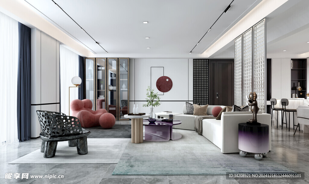 现代简约高级感新中式复古风客厅