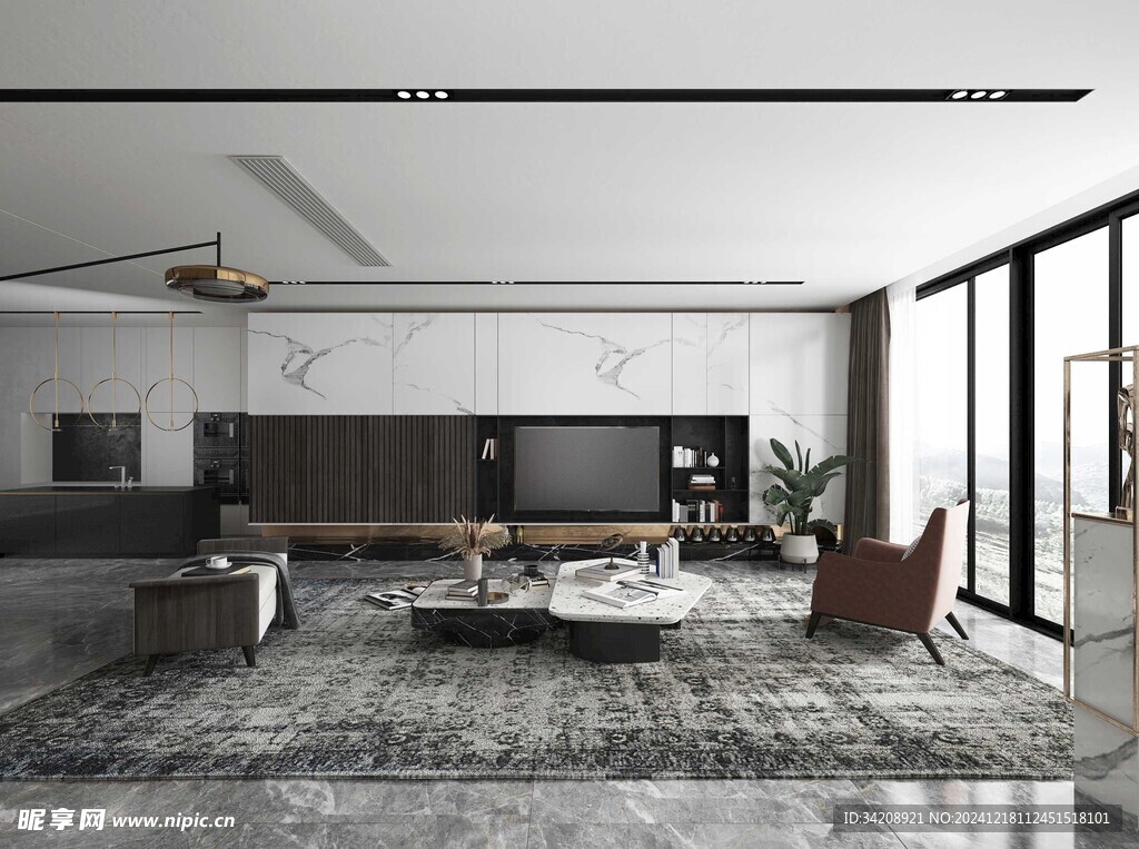 现代简约高级感新中式复古风客厅