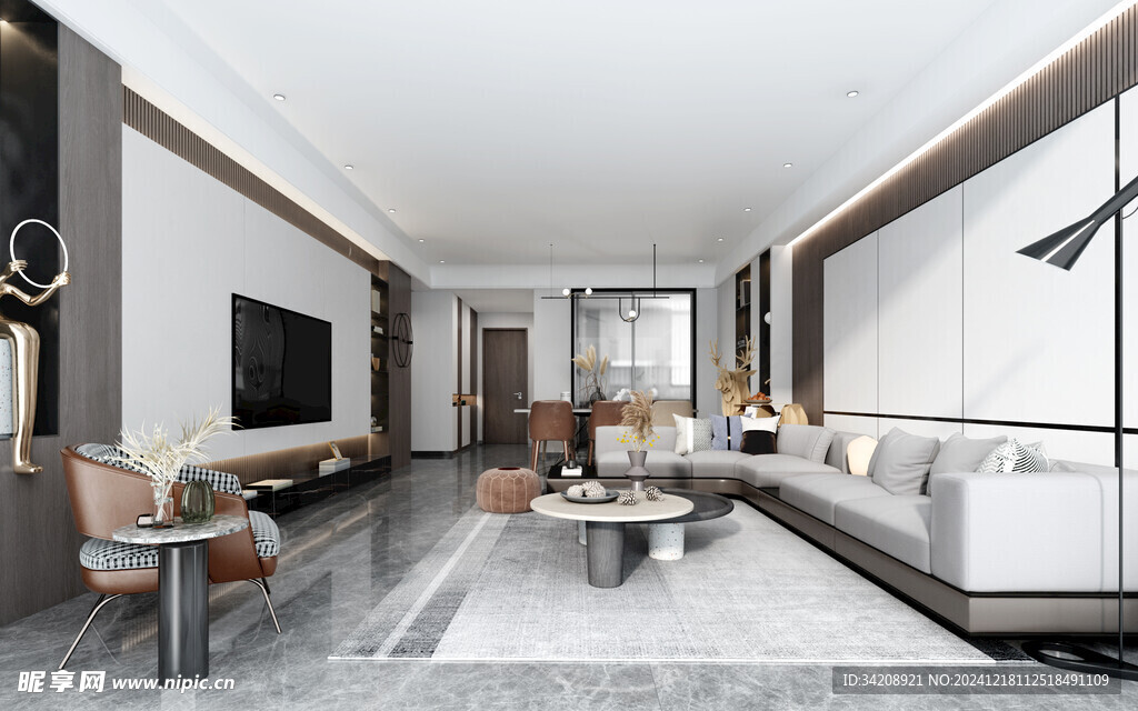 现代简约高级感新中式复古风客厅