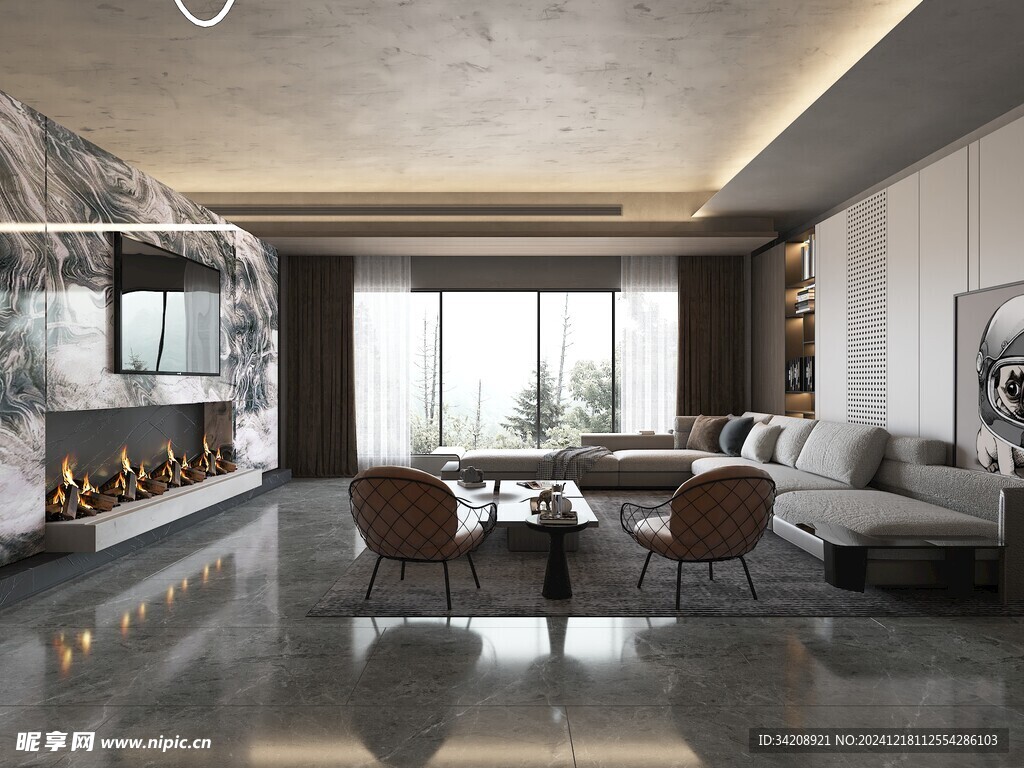 现代简约高级感新中式复古风客厅