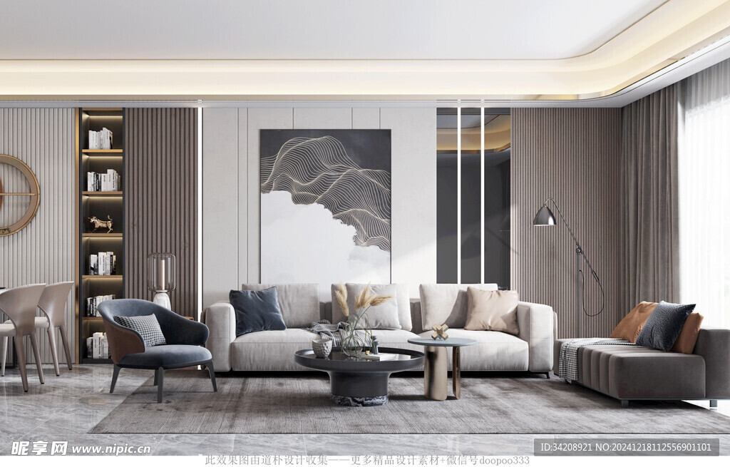 现代简约高级感新中式复古风客厅