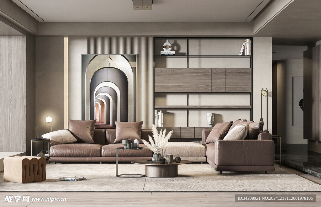 现代简约高级感新中式复古风客厅