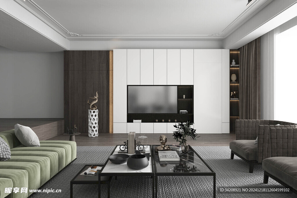 现代简约高级感新中式复古风客厅