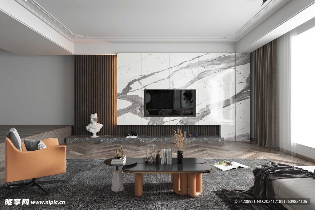 现代简约高级感新中式复古风客厅