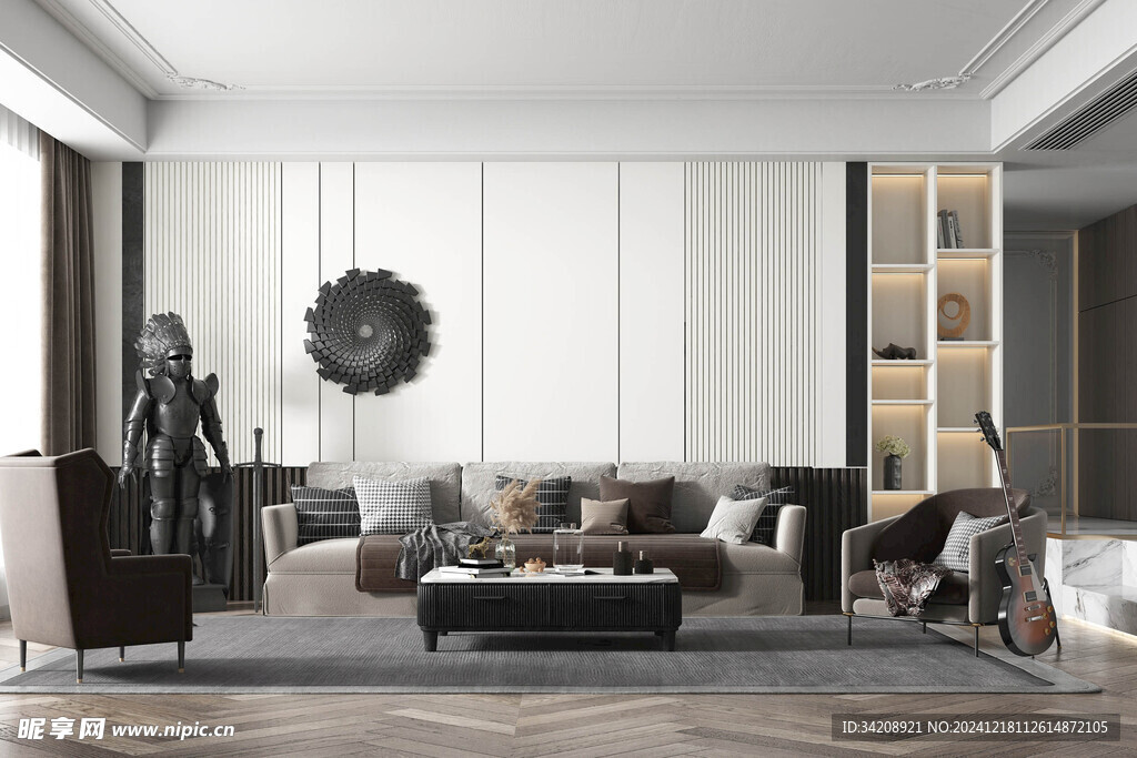 现代简约高级感新中式复古风客厅