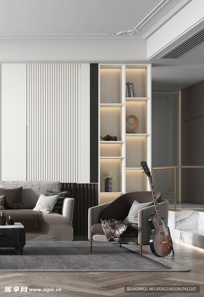 现代简约高级感新中式复古风客厅