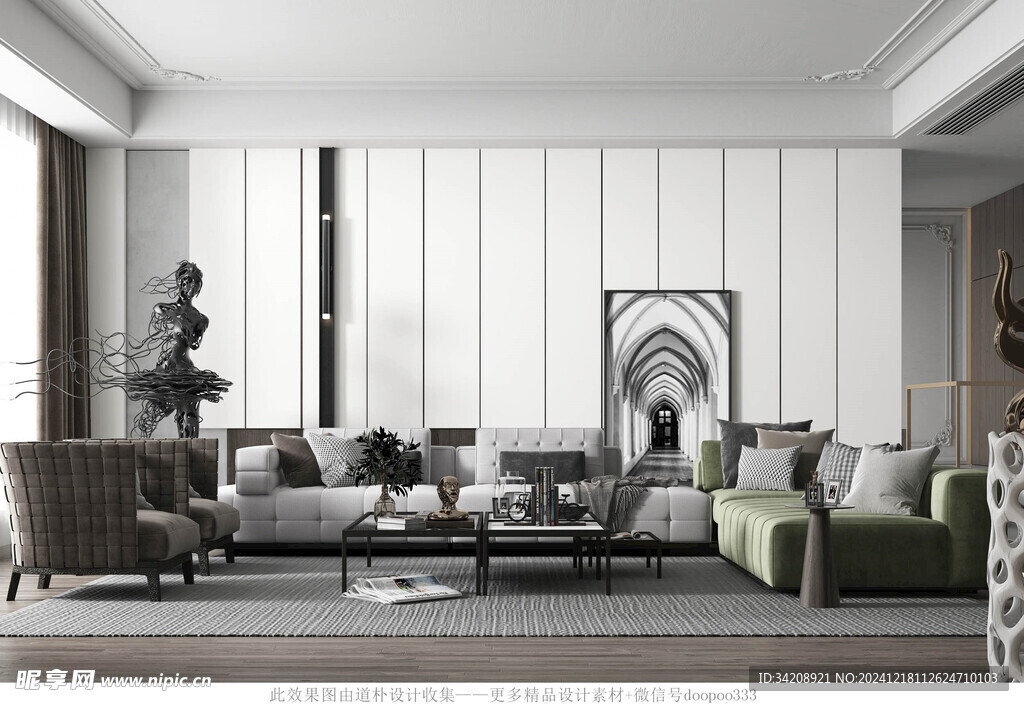 现代简约高级感新中式复古风客厅