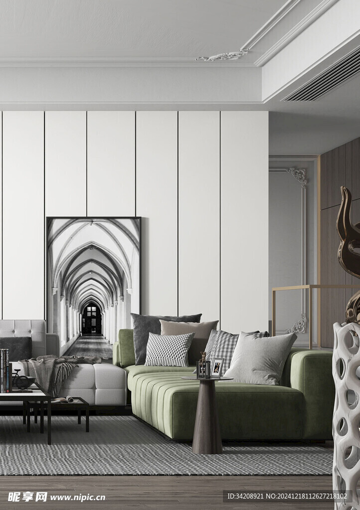 现代简约高级感新中式复古风客厅