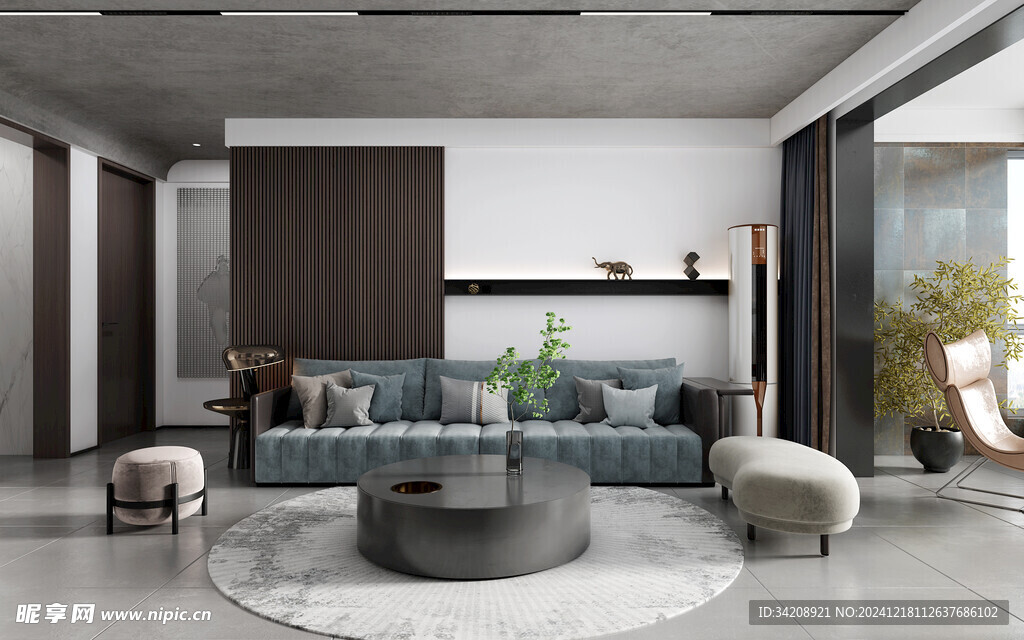 现代简约高级感新中式复古风客厅