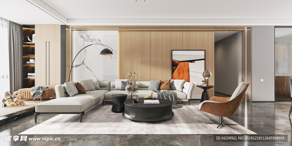 现代简约高级感新中式复古风客厅