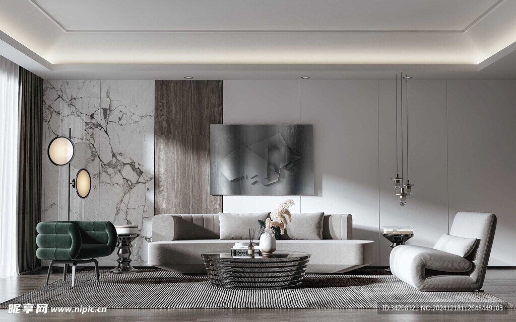 现代简约高级感新中式复古风客厅