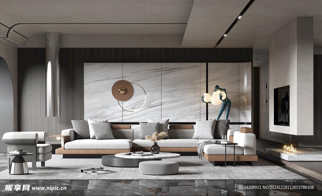 现代简约高级感新中式复古风客厅