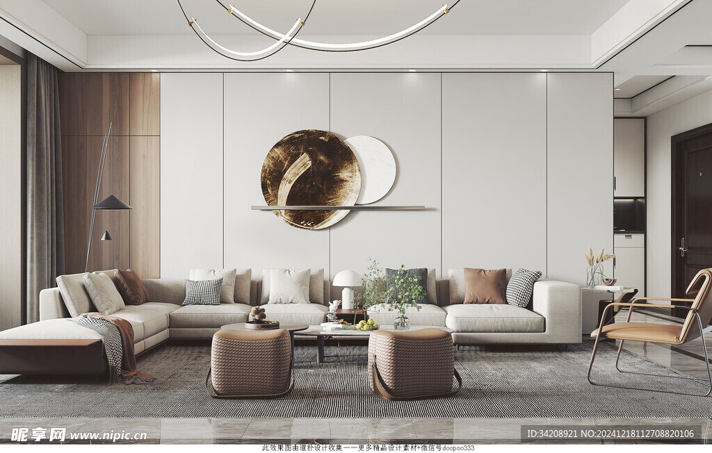 现代简约高级感新中式复古风客厅