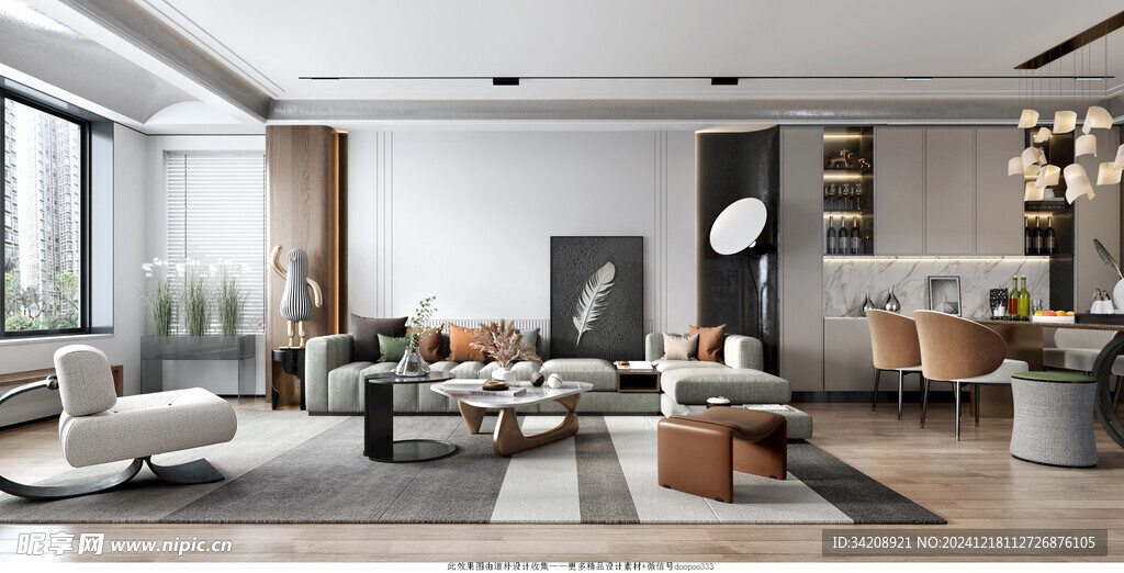 现代简约高级感新中式复古风客厅