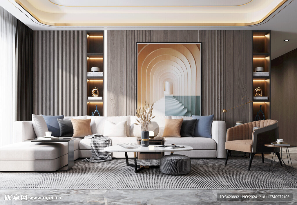 现代简约高级感新中式复古风客厅