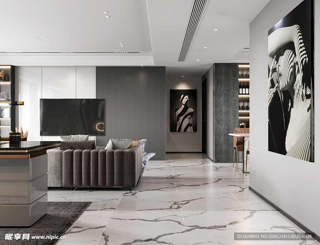 现代简约高级感新中式复古风客厅