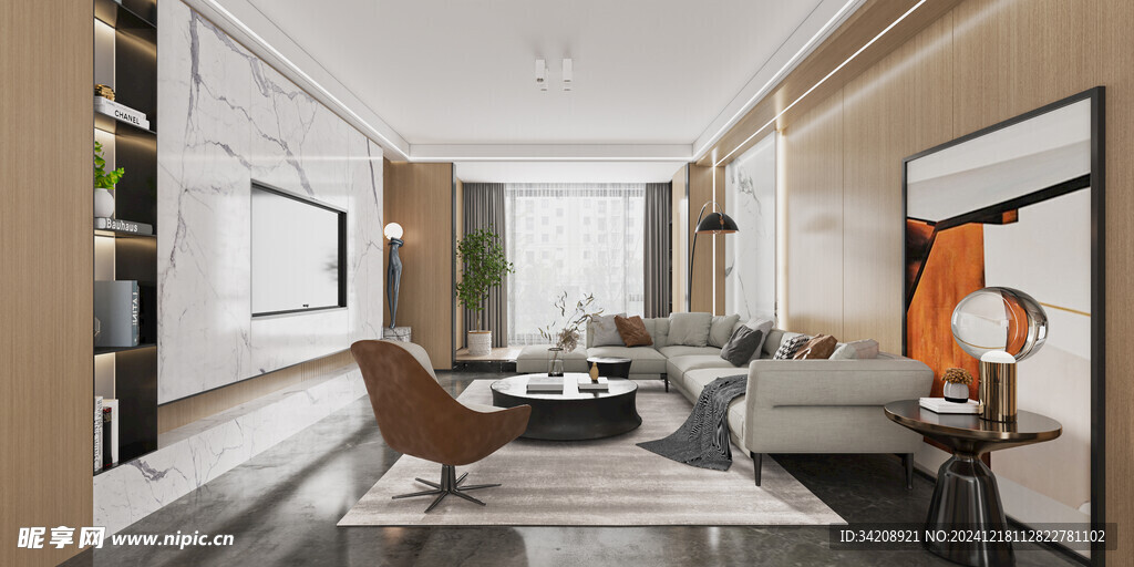 现代简约高级感新中式复古风客厅