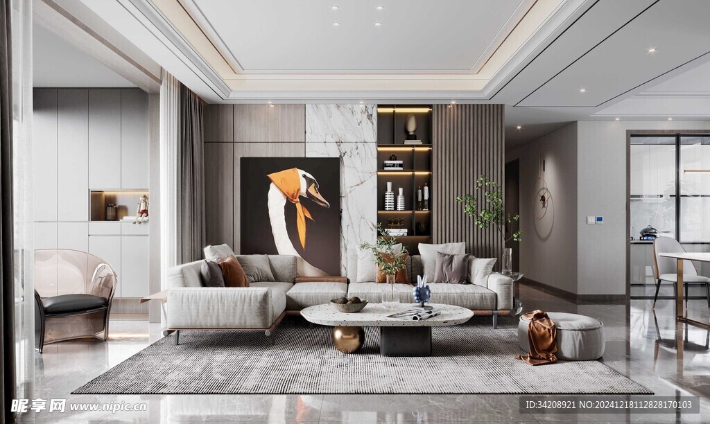 现代简约高级感新中式复古风客厅