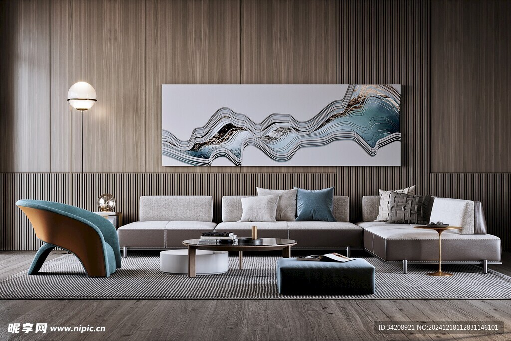 现代简约高级感新中式复古风客厅