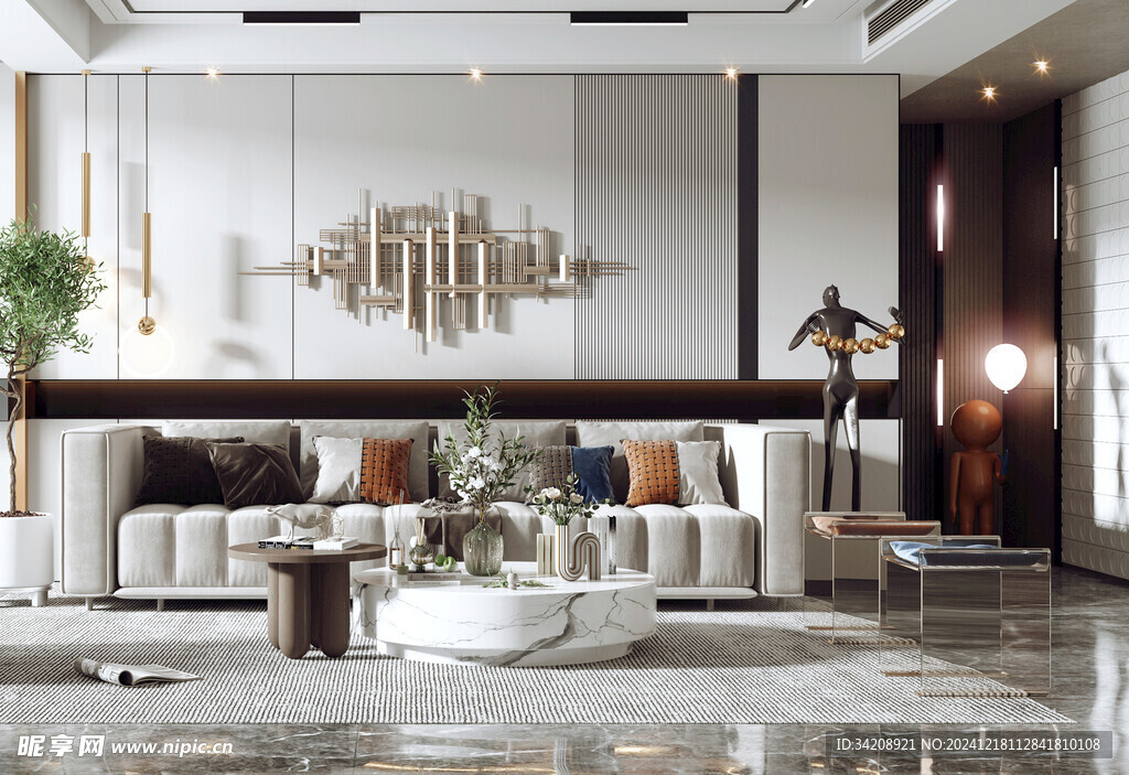 现代简约高级感新中式复古风客厅